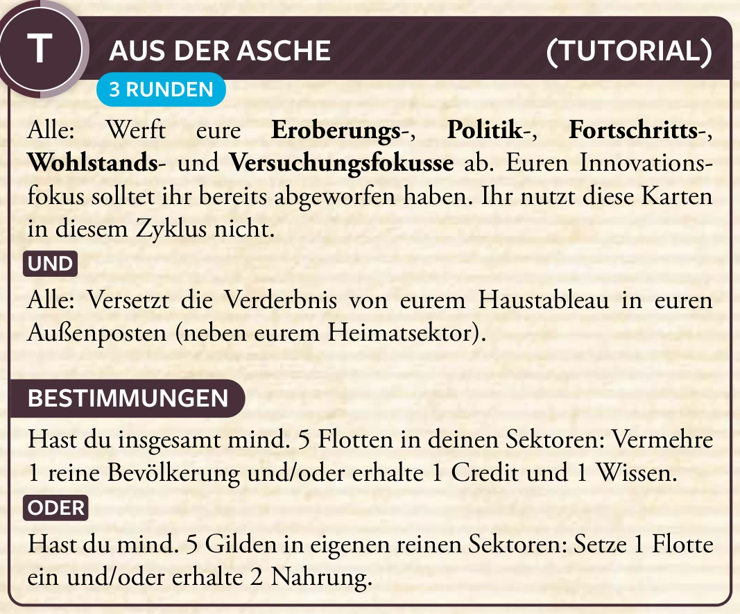 1. Zyklus · T – Aus der Asche (Tutorial)