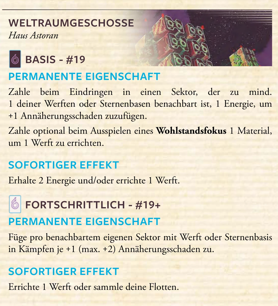 Technologie – Weltraumgeschosse