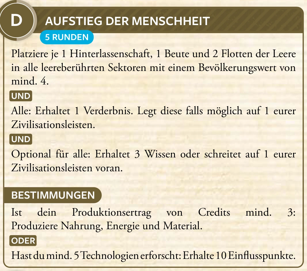 2. Zyklus · D – Aufstieg der Menschheit