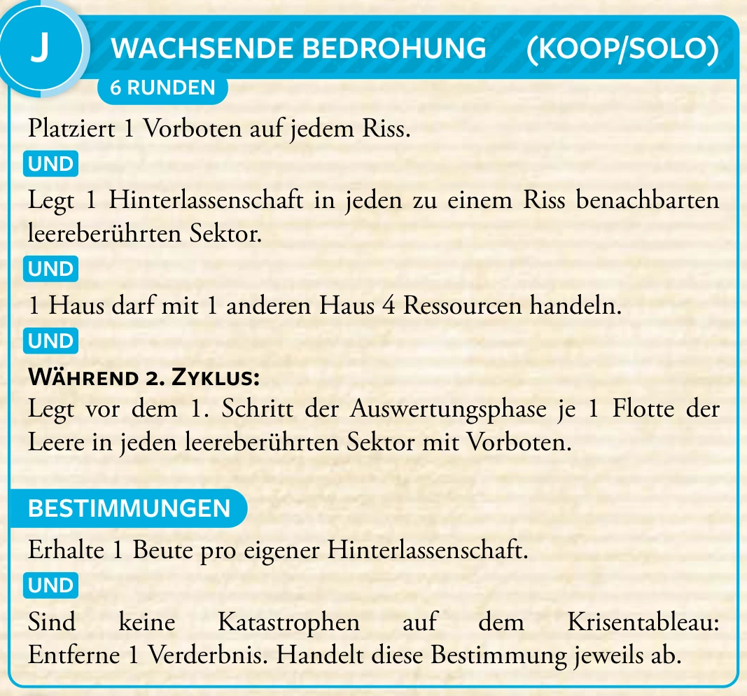2. Zyklus · J – Wachsende Bedrohung (Koop/Solo)